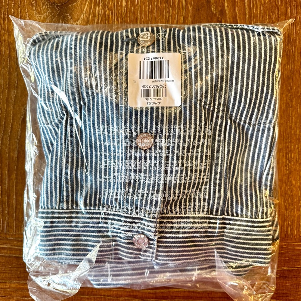 NIP GAP railroad stripe cropped denim Icon jacket XL - Picture 6 of 10